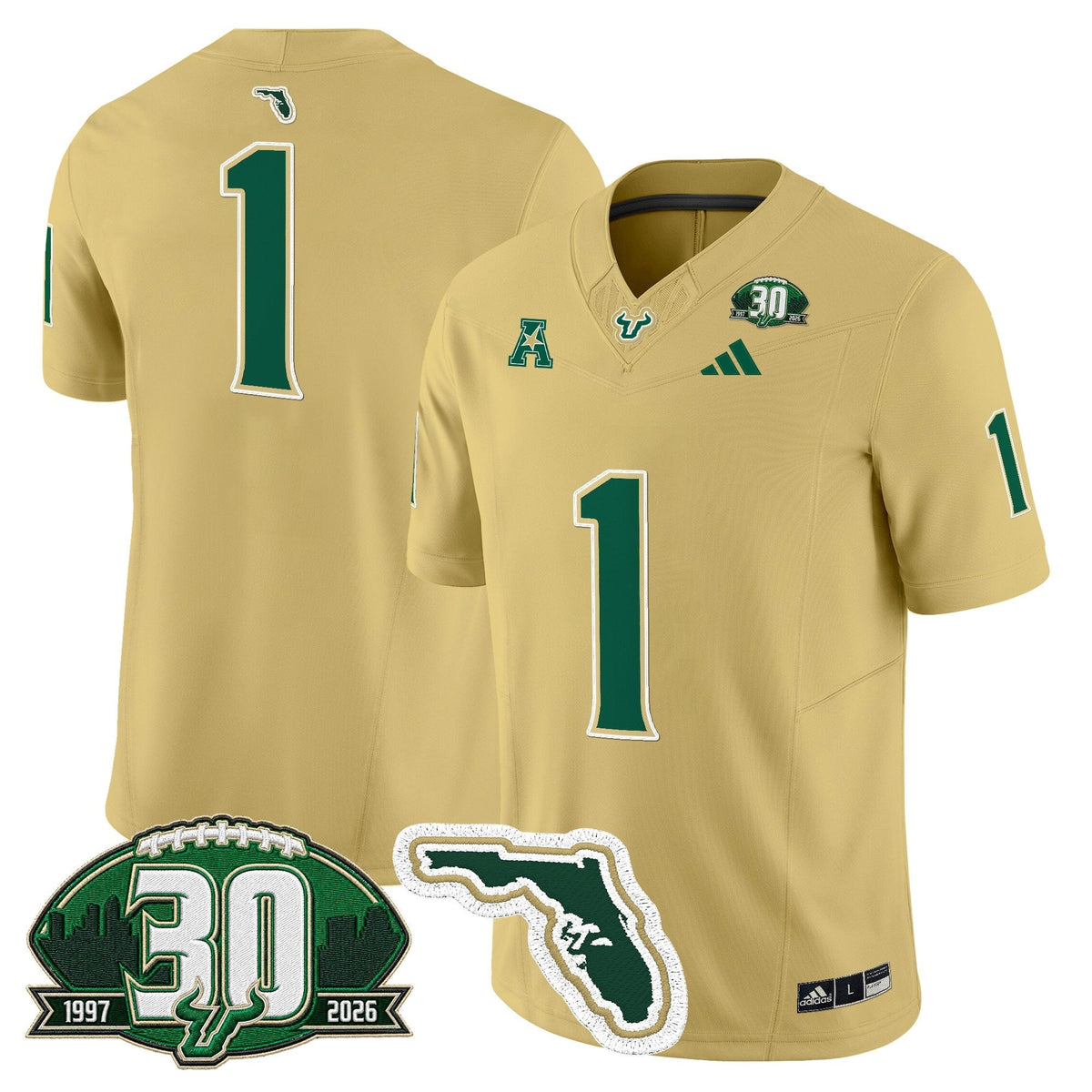 Men's South Florida Bulls 30th Anniversary Patch Vapor Limited Jersey - All Stitched