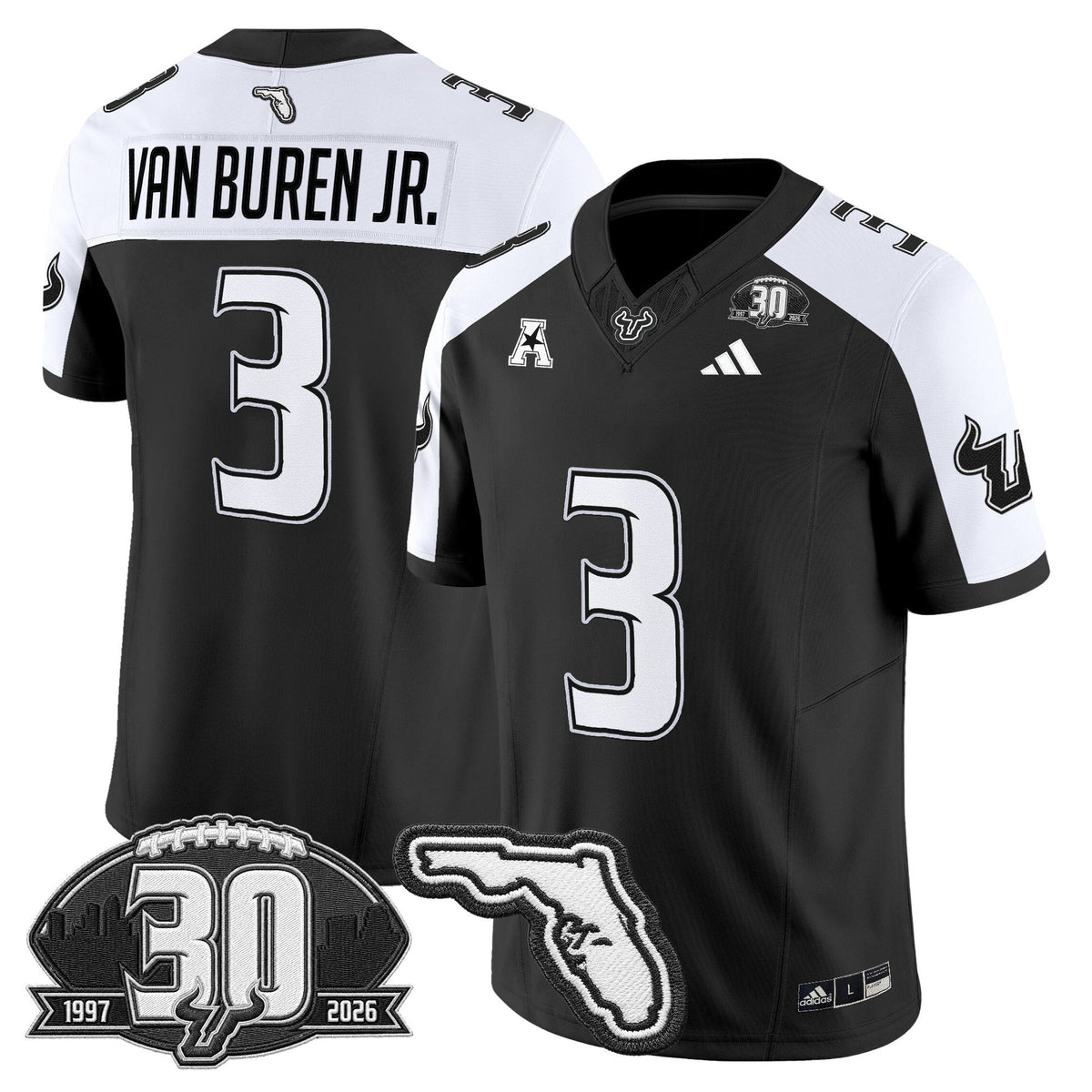 Men's South Florida Bulls 30th Anniversary Patch Vapor Limited Jersey - All Stitched