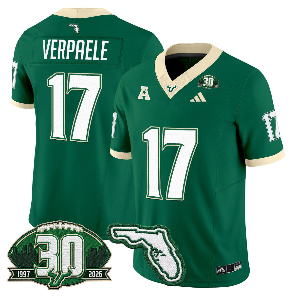 Men's South Florida Bulls 30th Anniversary Patch Vapor Limited Jersey - All Stitched