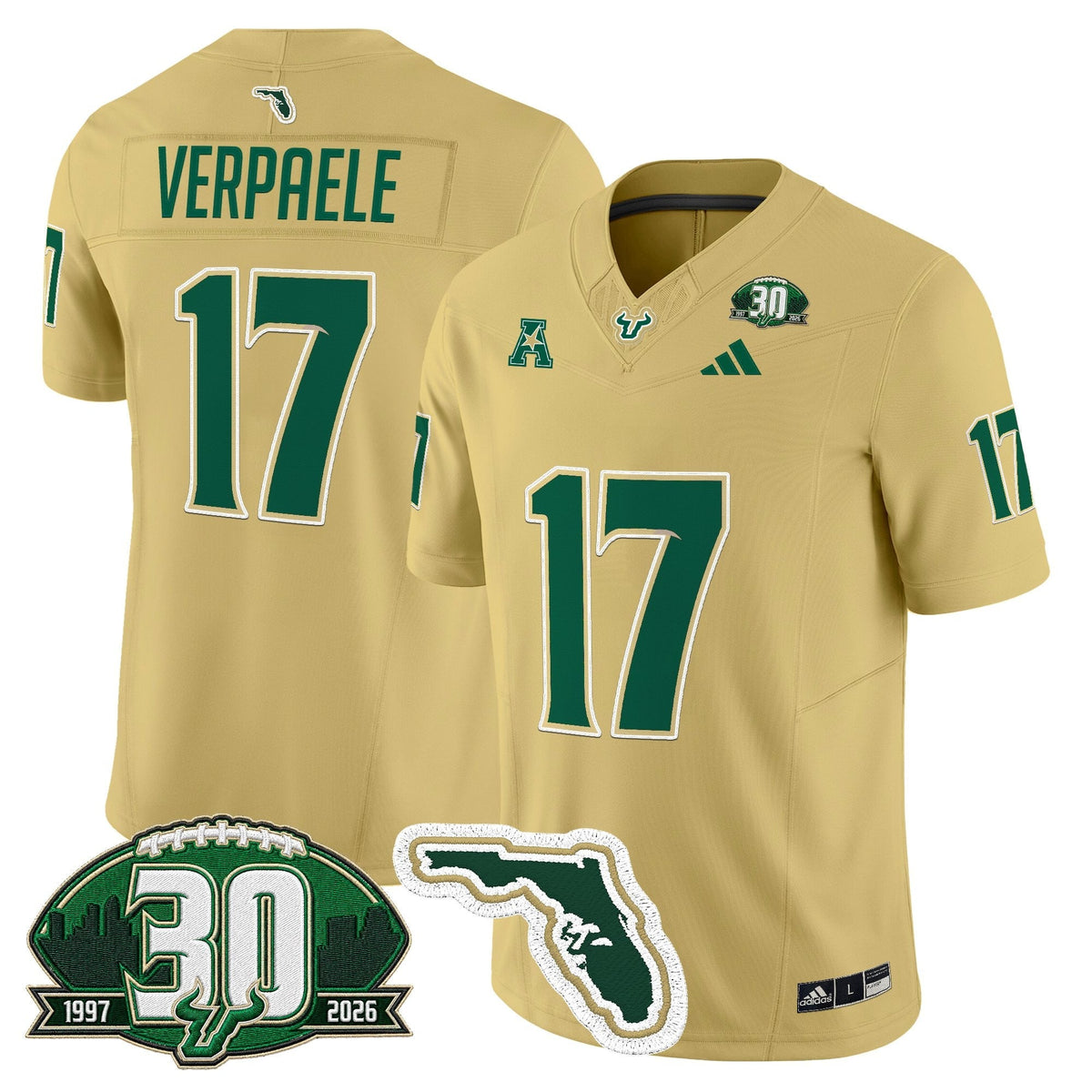 Men's South Florida Bulls 30th Anniversary Patch Vapor Limited Jersey - All Stitched