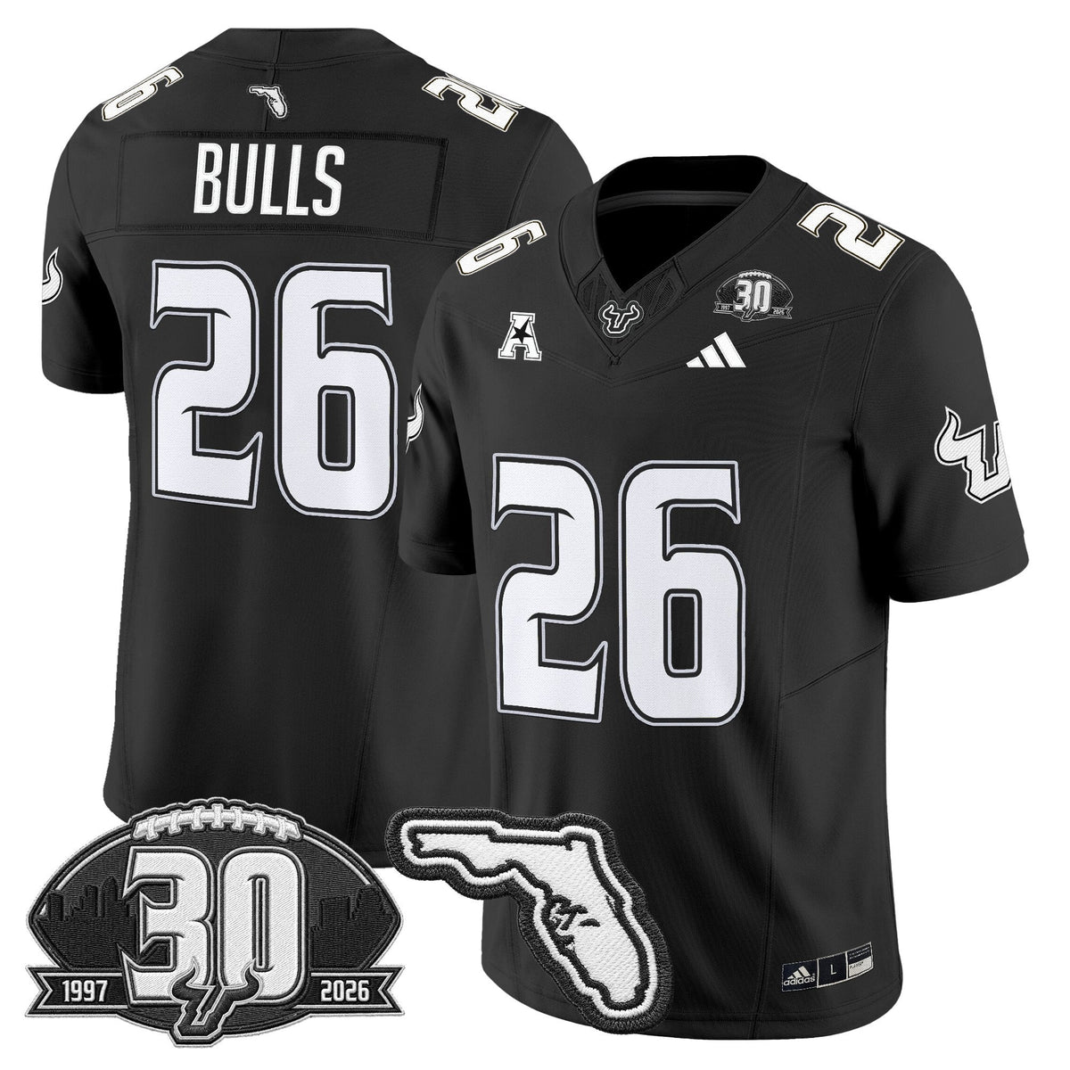 Men's South Florida Bulls 30th Anniversary Patch Vapor Limited Jersey - All Stitched