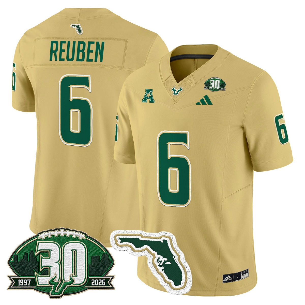 Men's South Florida Bulls 30th Anniversary Patch Vapor Limited Jersey - All Stitched
