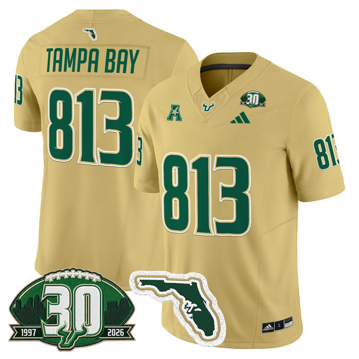 Men's South Florida Bulls 30th Anniversary Patch Vapor Limited Jersey - All Stitched