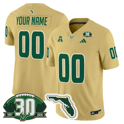 South Florida Bulls 30th Anniversary Patch Vapor Limited Custom Jersey - All Stitched