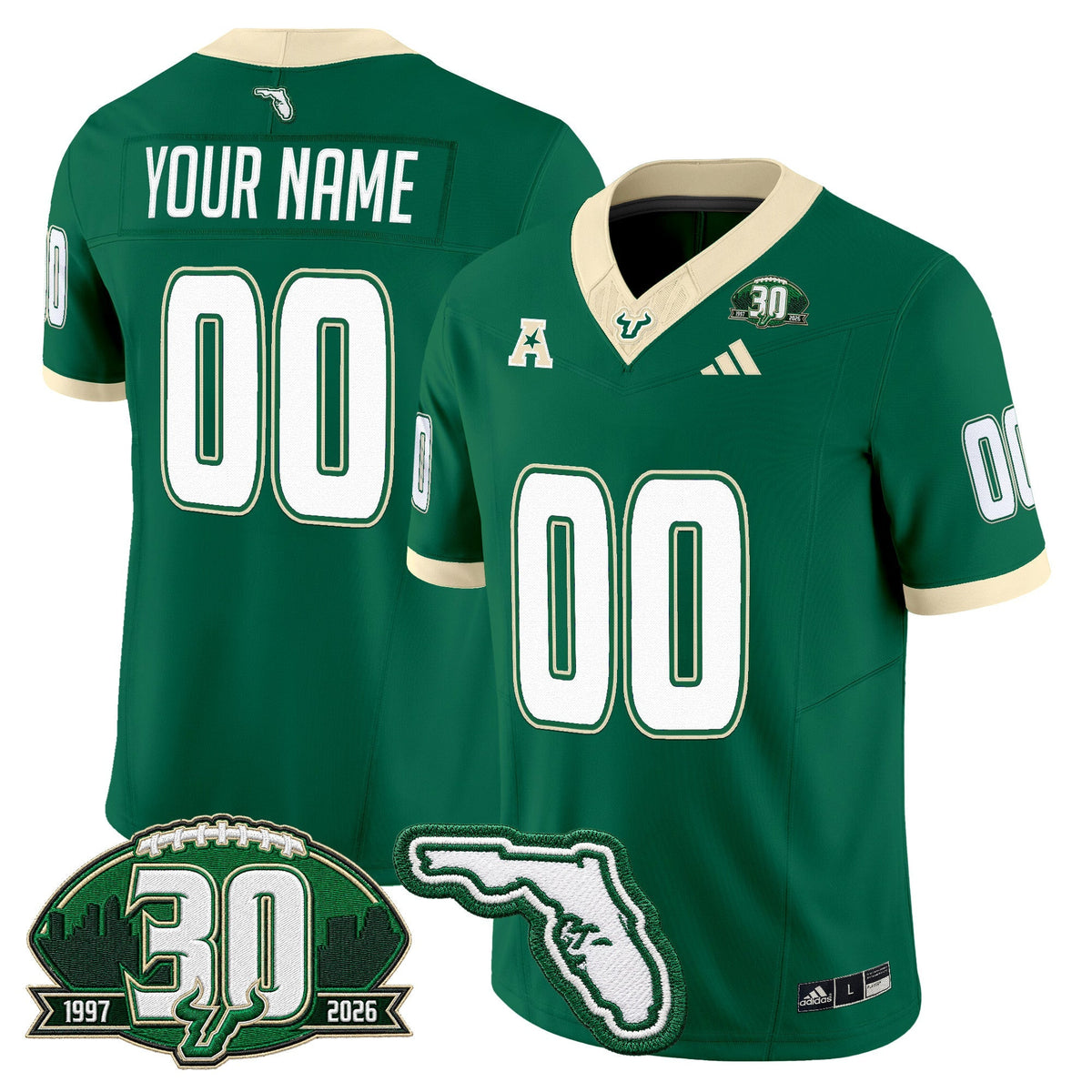 South Florida Bulls 30th Anniversary Patch Vapor Limited Custom Jersey - All Stitched