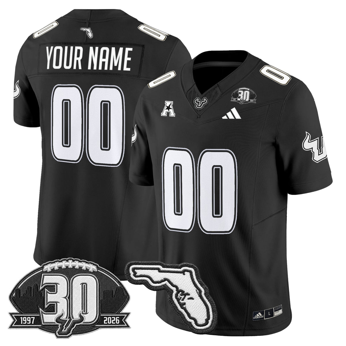 South Florida Bulls 30th Anniversary Patch Vapor Limited Custom Jersey - All Stitched