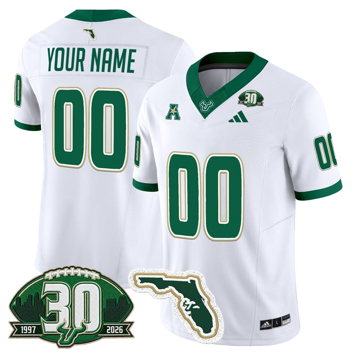 South Florida Bulls 30th Anniversary Patch Vapor Limited Custom Jersey - All Stitched