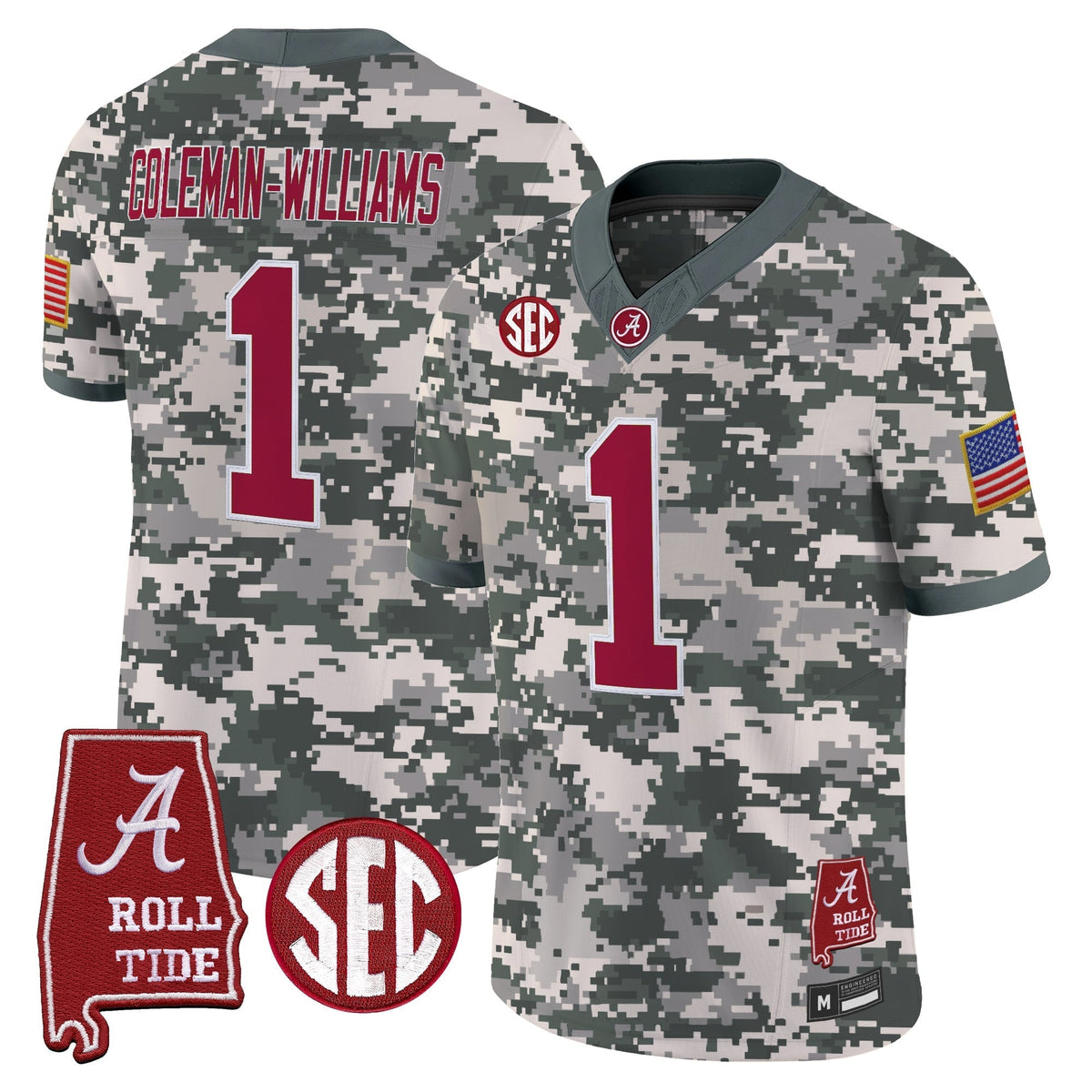 Alabama Crimson Tide Camouflage Edition 2026 Vapor Limited Jersey - Alabama Map -  Stitched