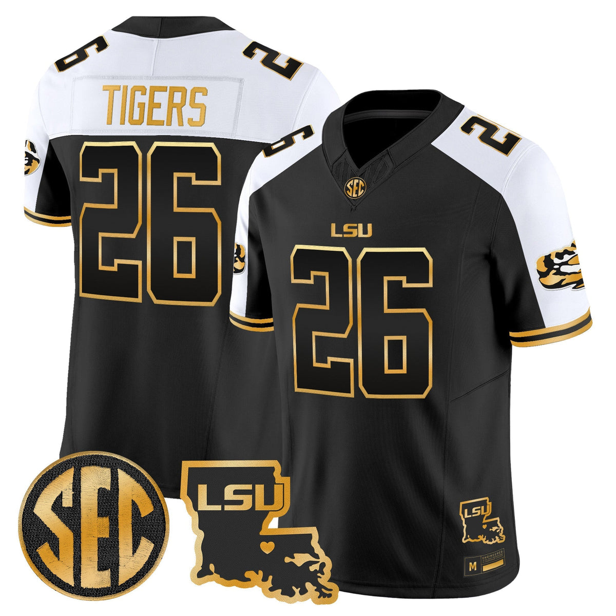 LSU Tigers 2026 Louisiana Patch Gold Vapor Limited Jersey - Stitched