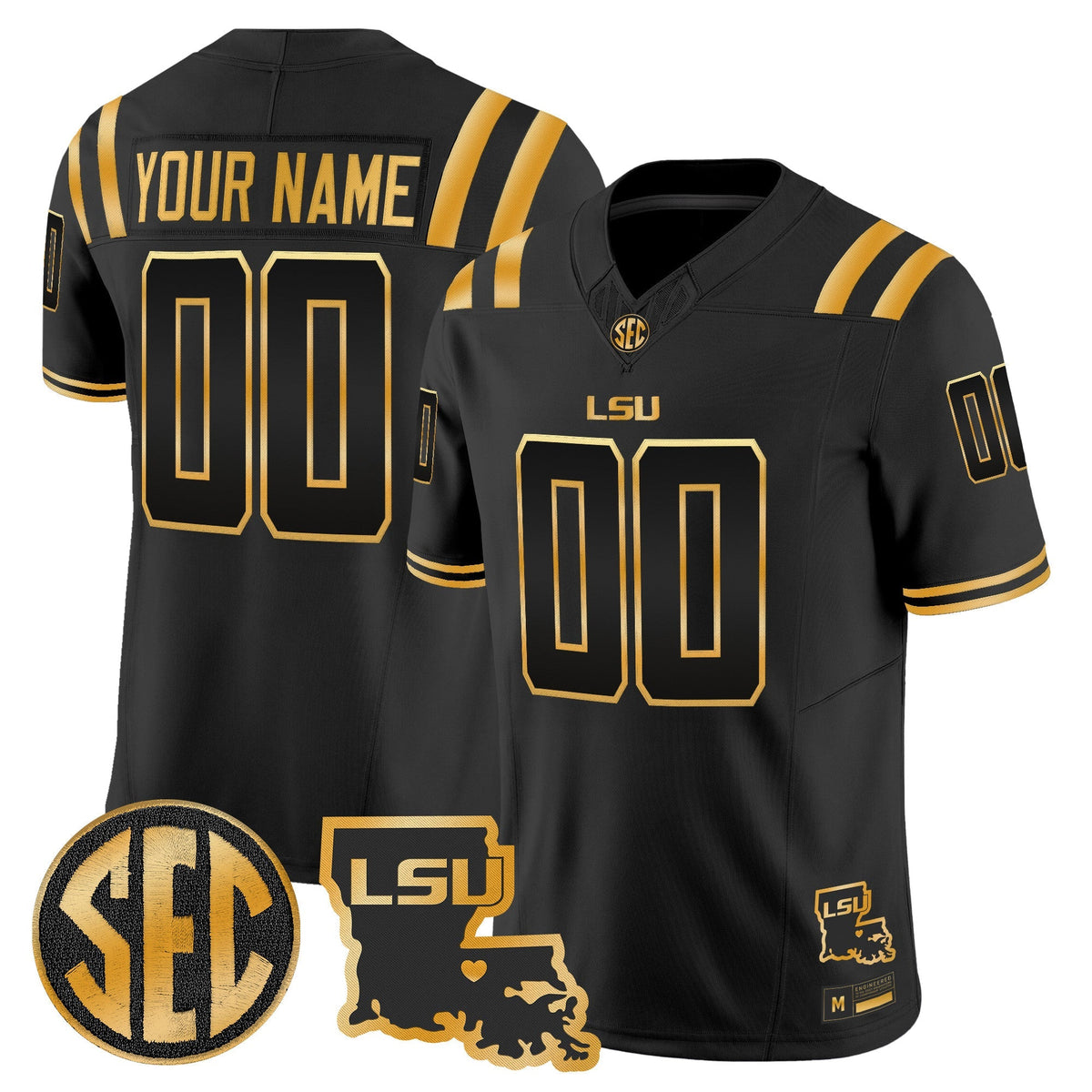 LSU Tigers 2026 Louisiana Patch Gold Vapor Limited Custom Jersey - Stitched