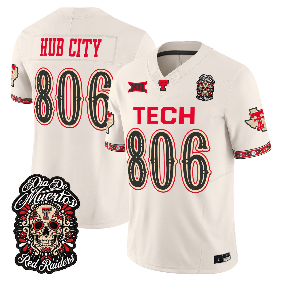  Texas Tech Red Raiders Día de los Muertos Vapor Limited Jersey - Stitched