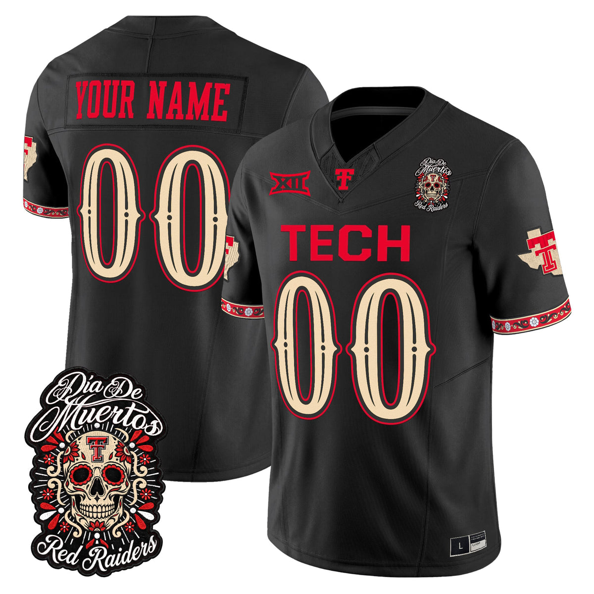 Texas Tech Red Raiders Día de los Muertos Vapor Limited Custom Jersey - Stitched