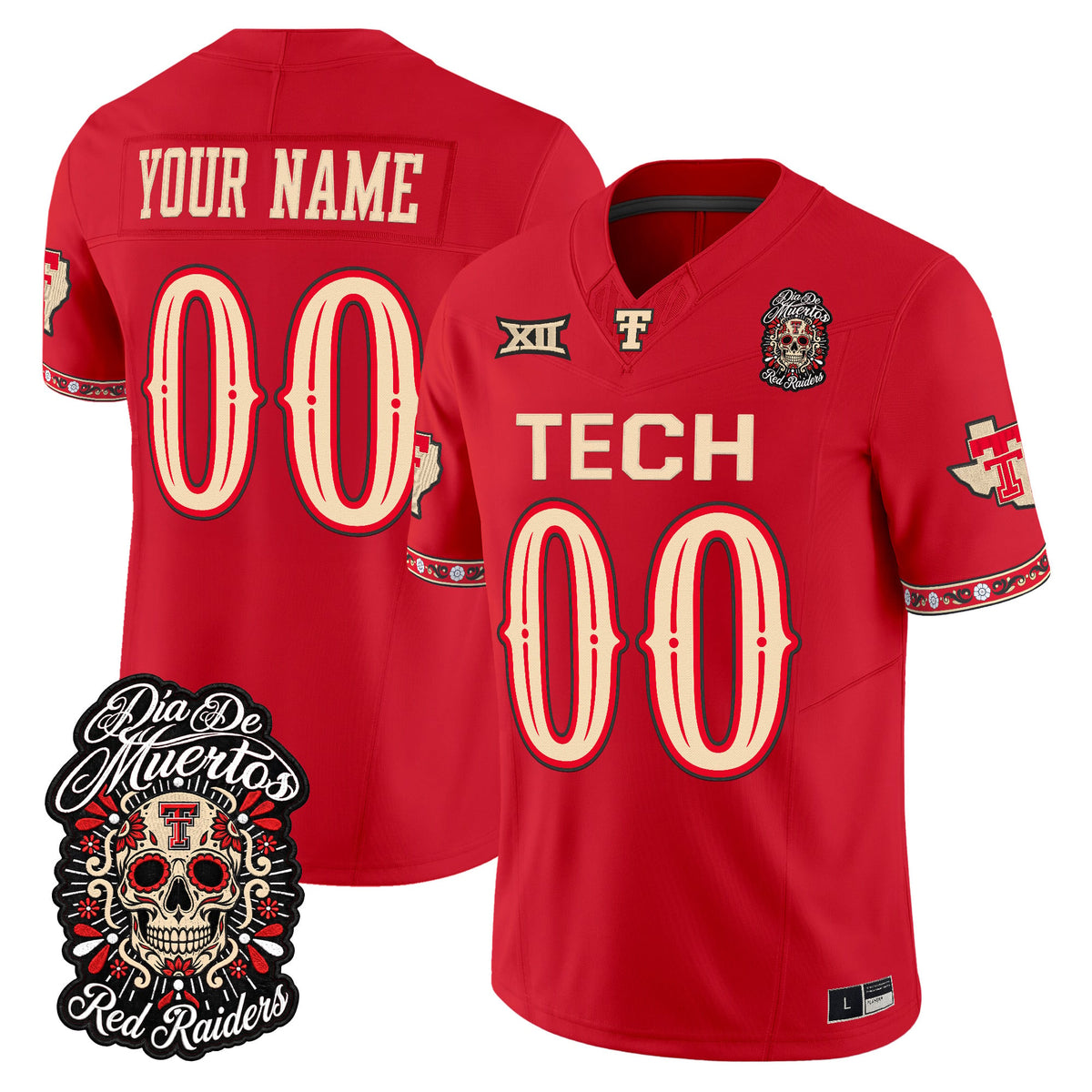 Texas Tech Red Raiders Día de los Muertos Vapor Limited Custom Jersey - Stitched
