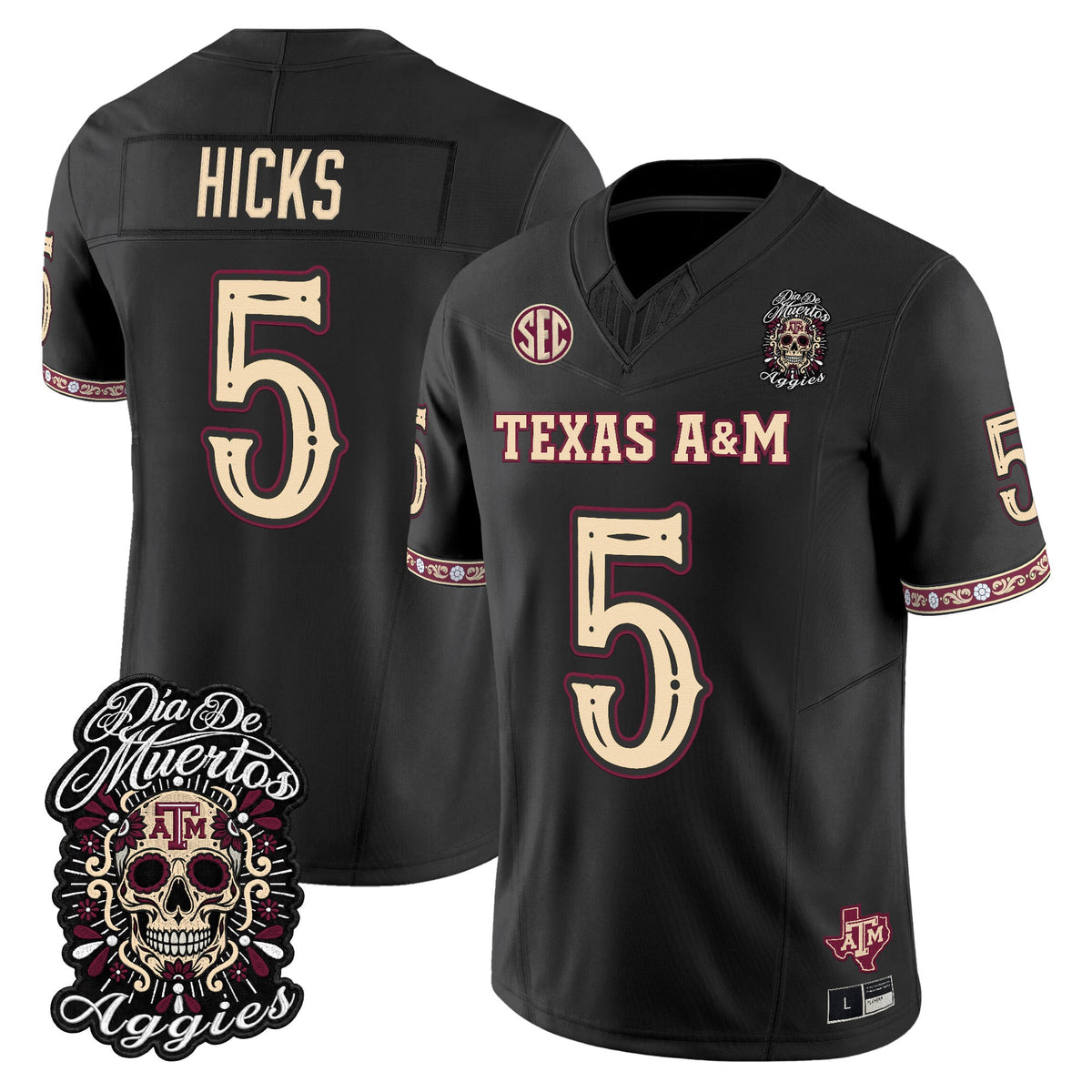  Texas A&M Aggies Día de los Muertos Vapor Limited Jersey - Stitched