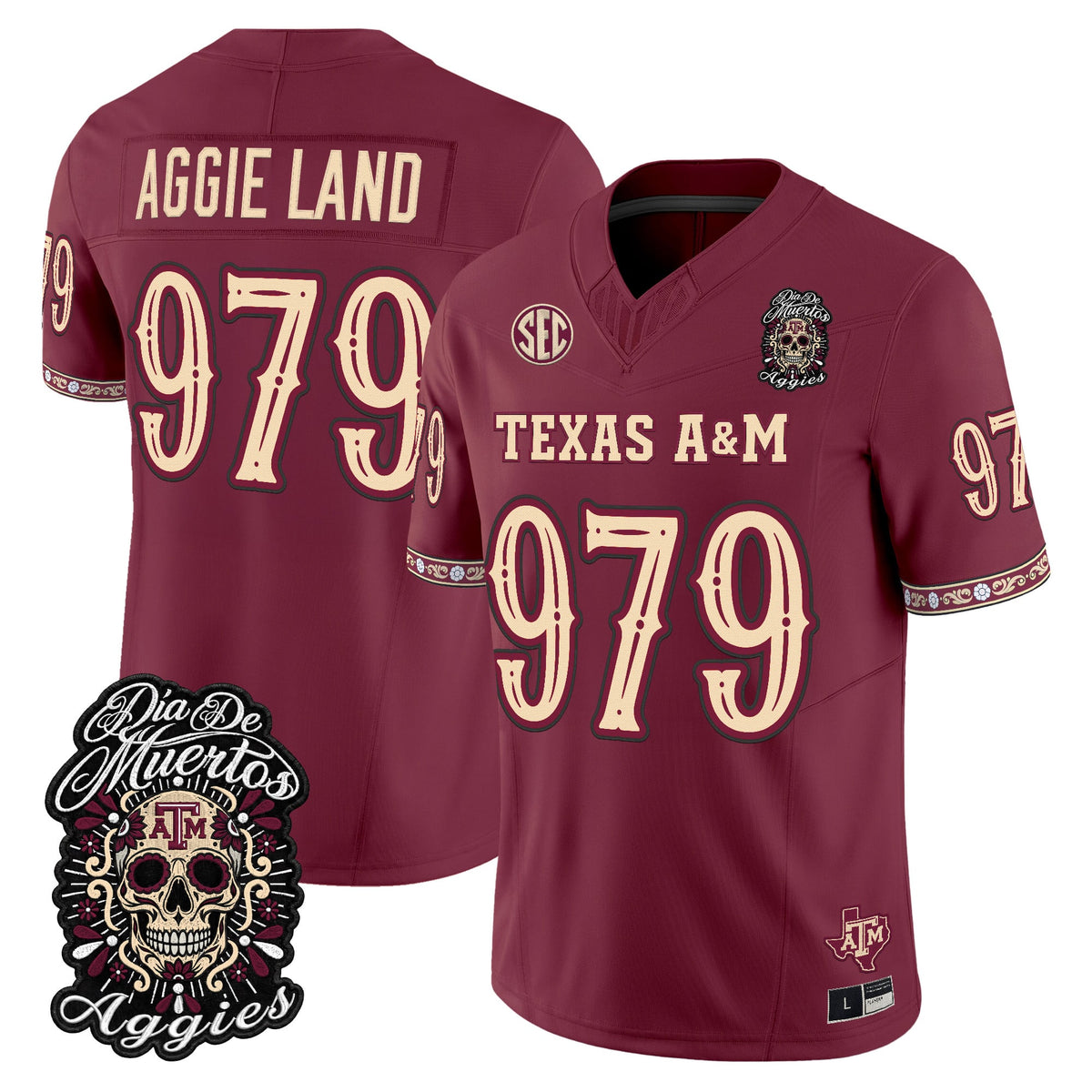  Texas A&M Aggies Día de los Muertos Vapor Limited Jersey - Stitched