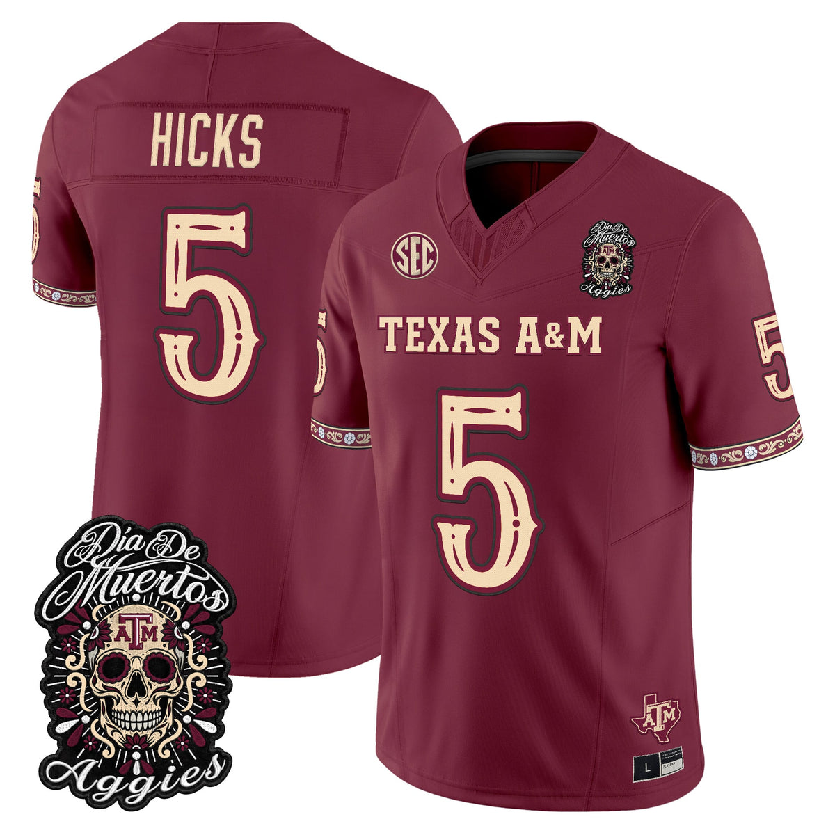  Texas A&M Aggies Día de los Muertos Vapor Limited Jersey - Stitched