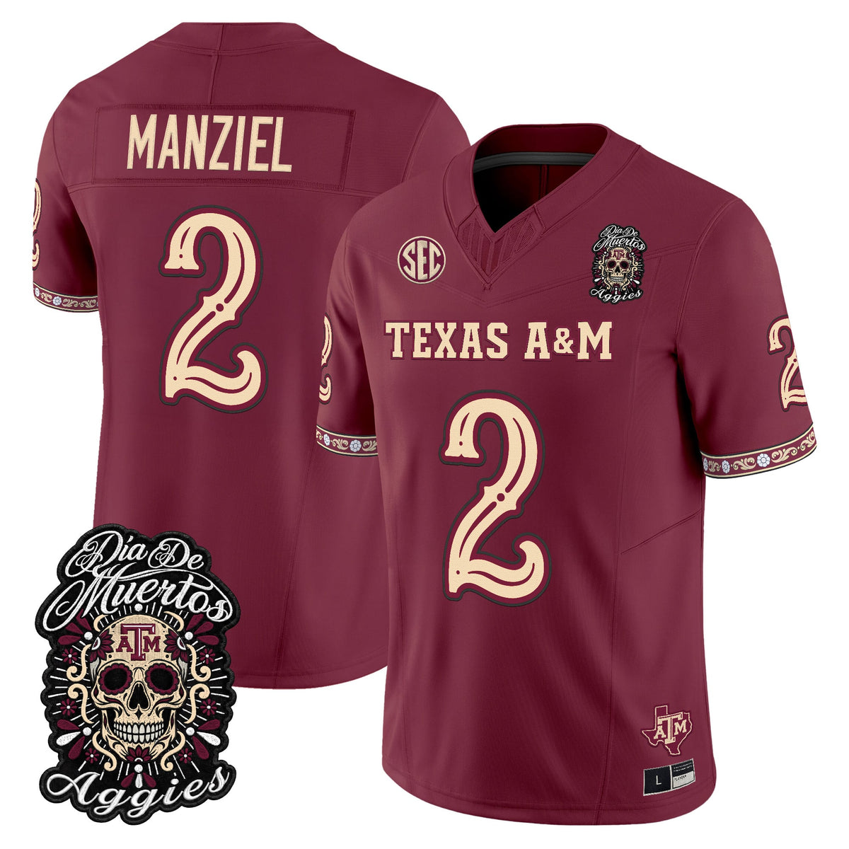  Texas A&M Aggies Día de los Muertos Vapor Limited Jersey - Stitched