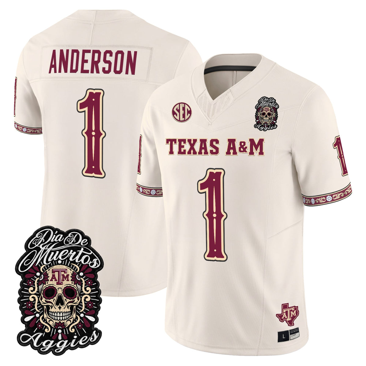  Texas A&M Aggies Día de los Muertos Vapor Limited Jersey - Stitched