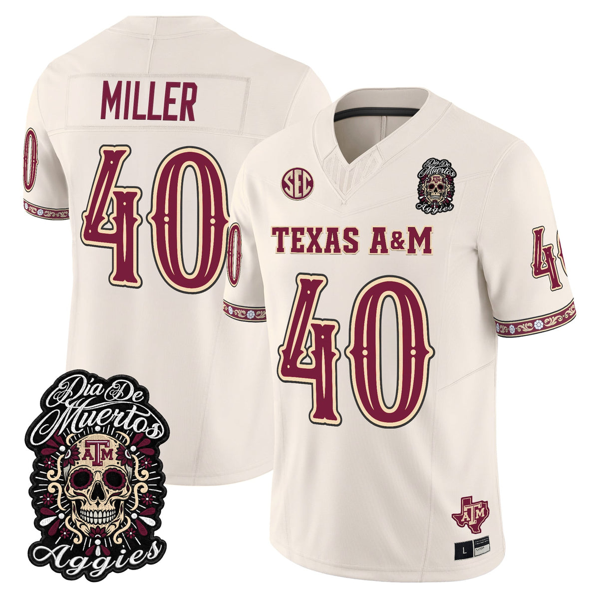  Texas A&M Aggies Día de los Muertos Vapor Limited Jersey - Stitched