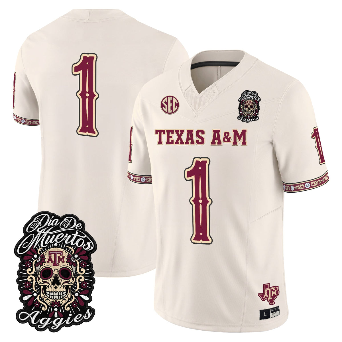  Texas A&M Aggies Día de los Muertos Vapor Limited Jersey - Stitched