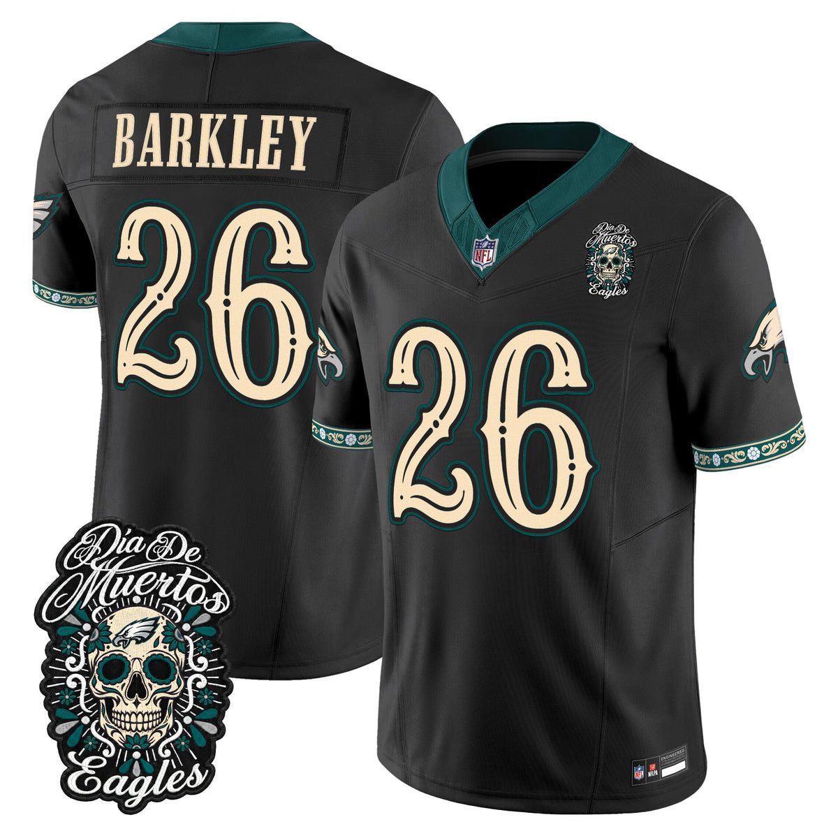 Philadelphia Eagles Día de los Muertos Vapor Limited Jersey - Stitched