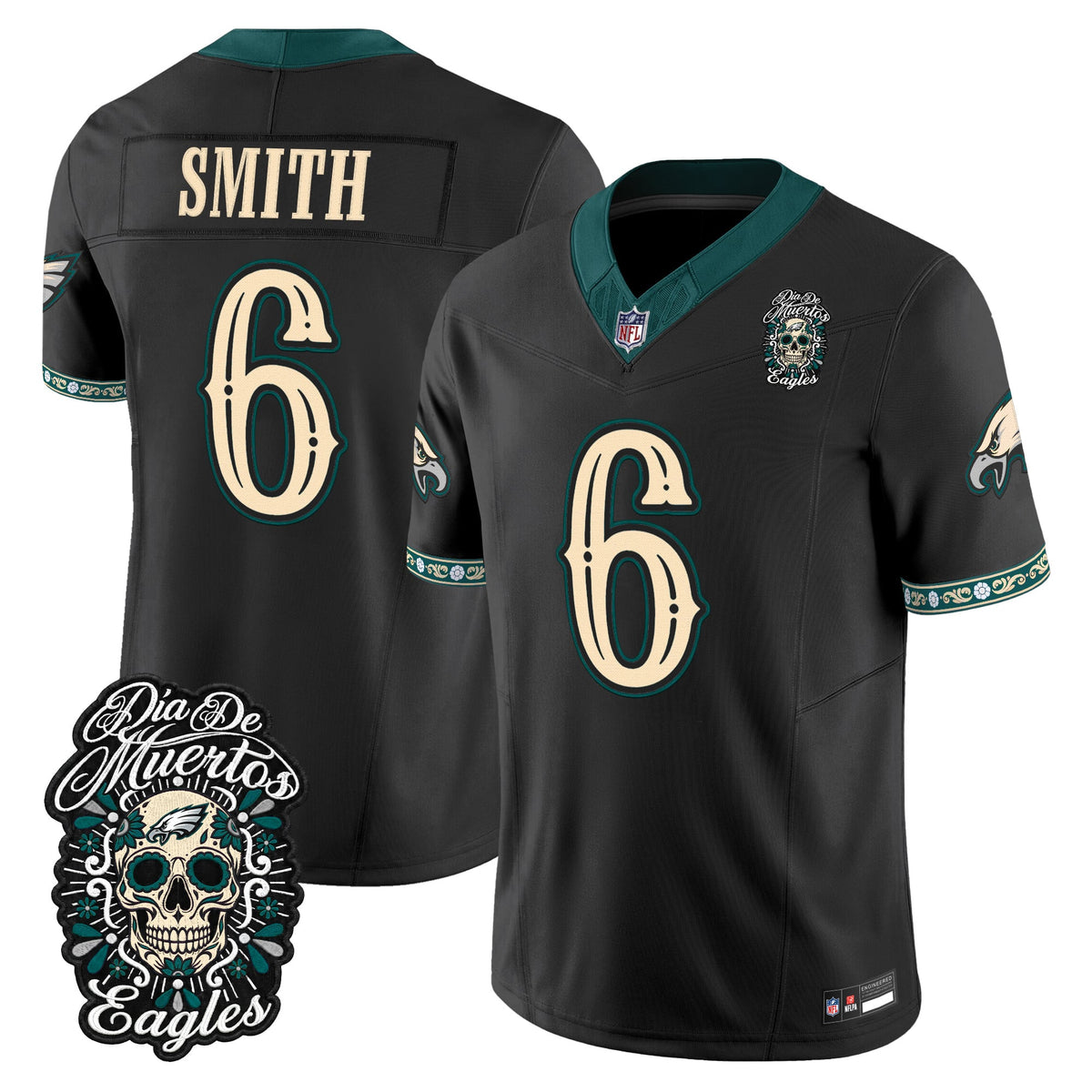  Philadelphia Eagles Día de los Muertos Vapor Limited Jersey - Stitched