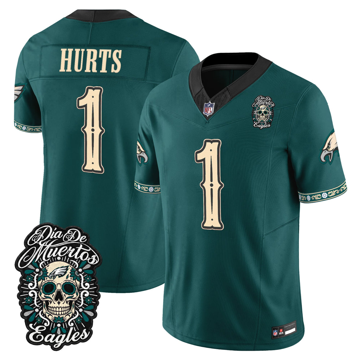  Philadelphia Eagles Día de los Muertos Vapor Limited Jersey - Stitched