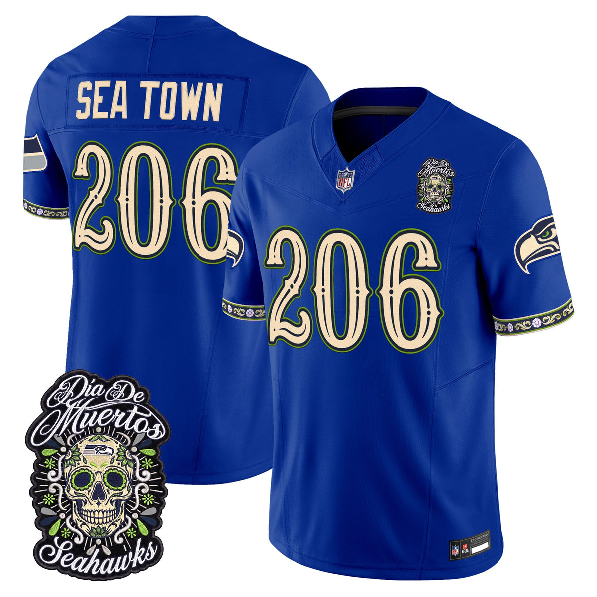  Seattle Seahawks Día de los Muertos Vapor Limited Jersey - Stitched