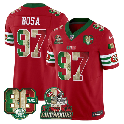 49ers Mexico 80th Anniversary & 5X Champs Jersey - Stitched