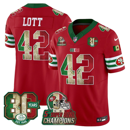 49ers Mexico 80th Anniversary & 5X Champs Jersey - Stitched