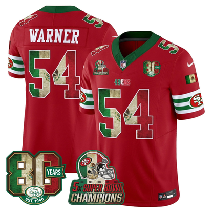 49ers Mexico 80th Anniversary & 5X Champs Jersey - Stitched