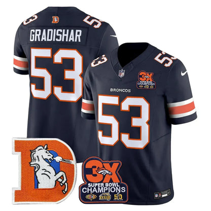 DEN Throwback 3-Times Champions Patch Vapor Limited Jersey - All Stitched