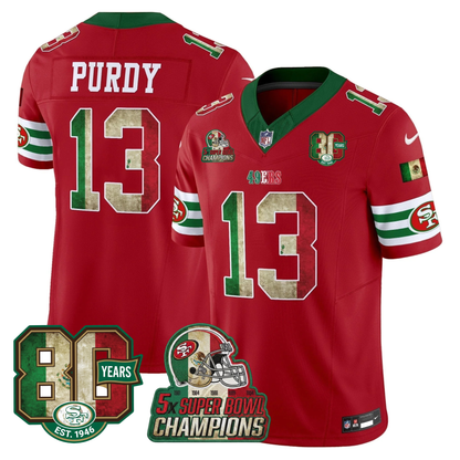 49ers Mexico 80th Anniversary & 5X Champs Jersey - Stitched