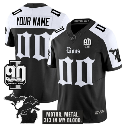 DET 'Gothic Motor Grit Edition' 90th Season Patch Vapor Limited Jersey - All Stitched