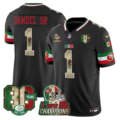 49ers Mexico 80th Anniversary & 5X Champs Jersey - Stitched
