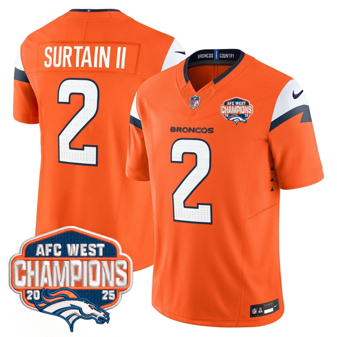 DEN AFC West Champions Patch Vapor Limited Jersey V2 - Stitched