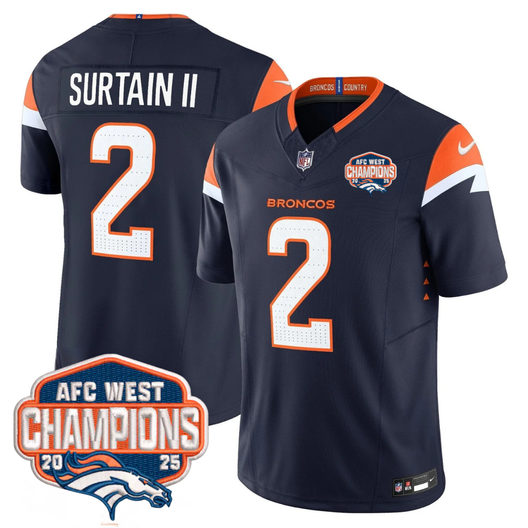 DEN AFC West Champions Patch Vapor Limited Jersey V2 - Stitched