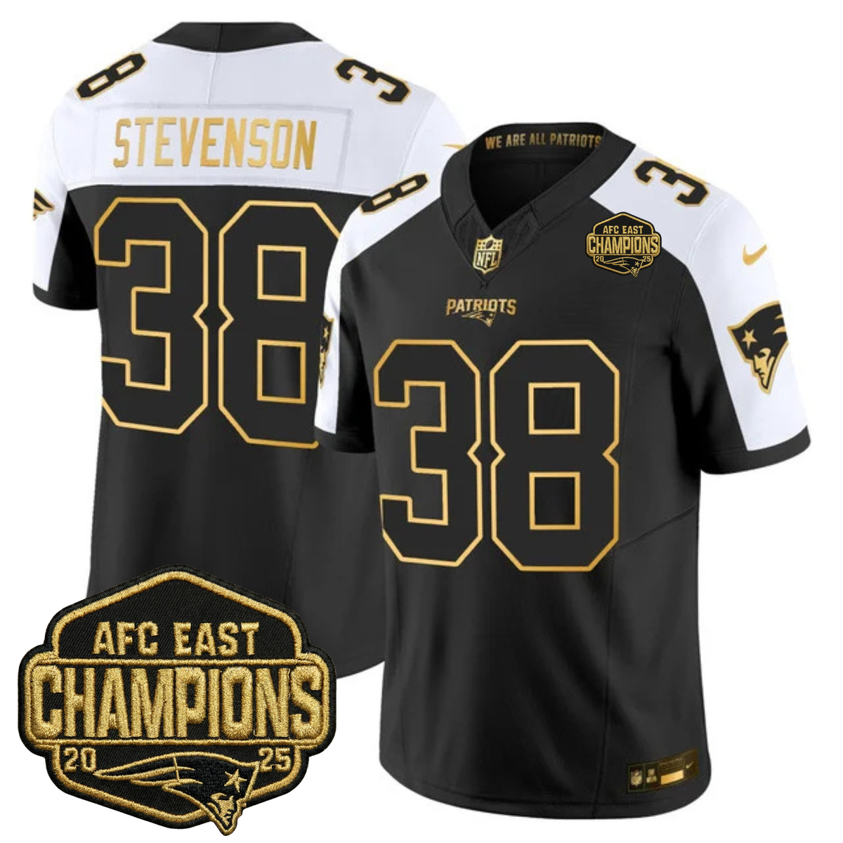 NE 2025 AFC East Champions Gold Vapor Limited Jersey - Stitched