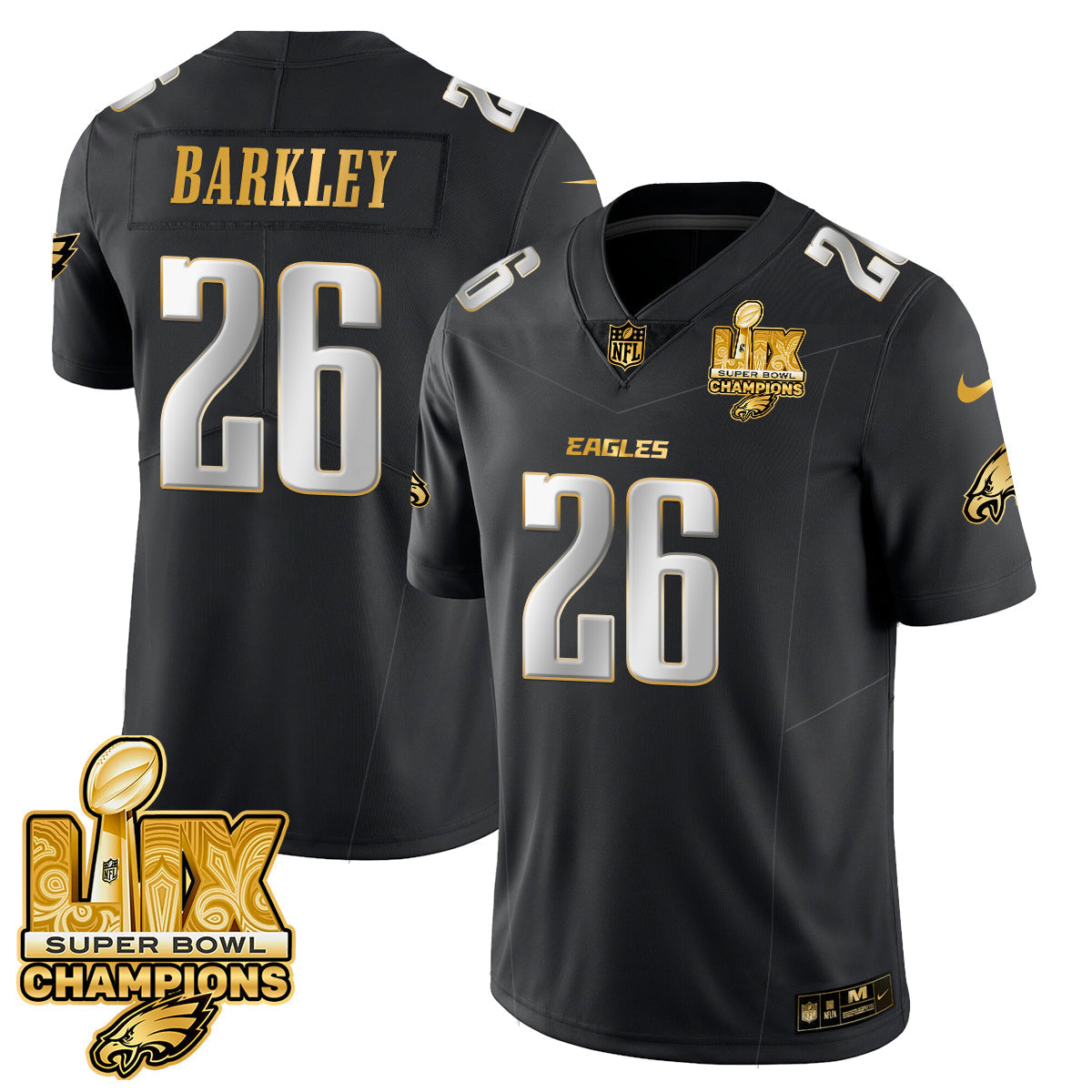 PHI Super Bowl LIX Champions Gold Trim Vapor Limited Jersey - Stitched