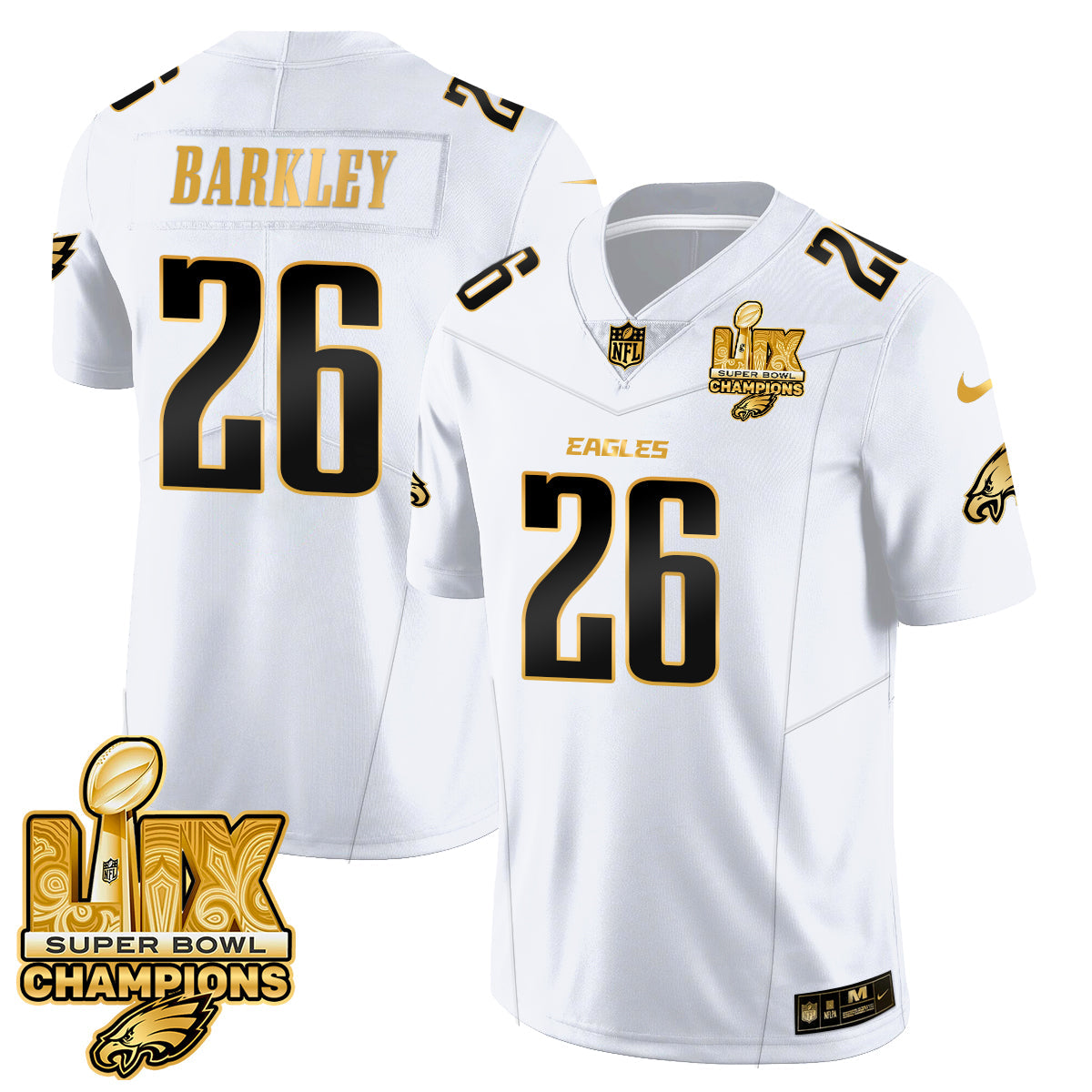 PHI Super Bowl LIX Champions Gold Trim Vapor Limited Jersey - Stitched