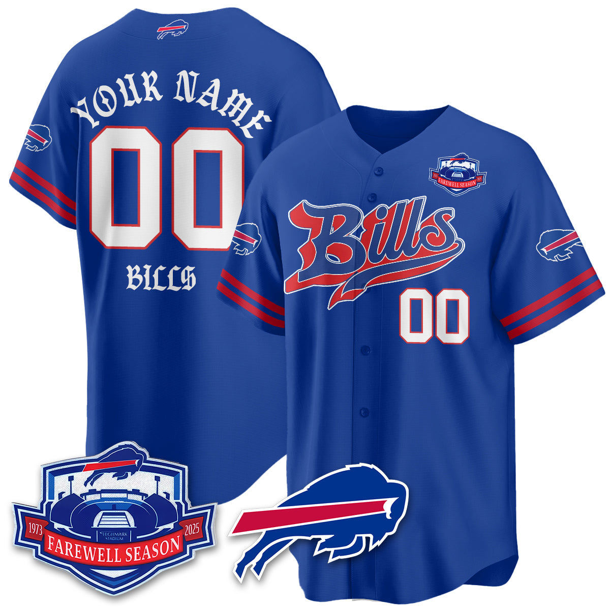 BUF Born x Raised Baseball Custom Jersey - Stitched