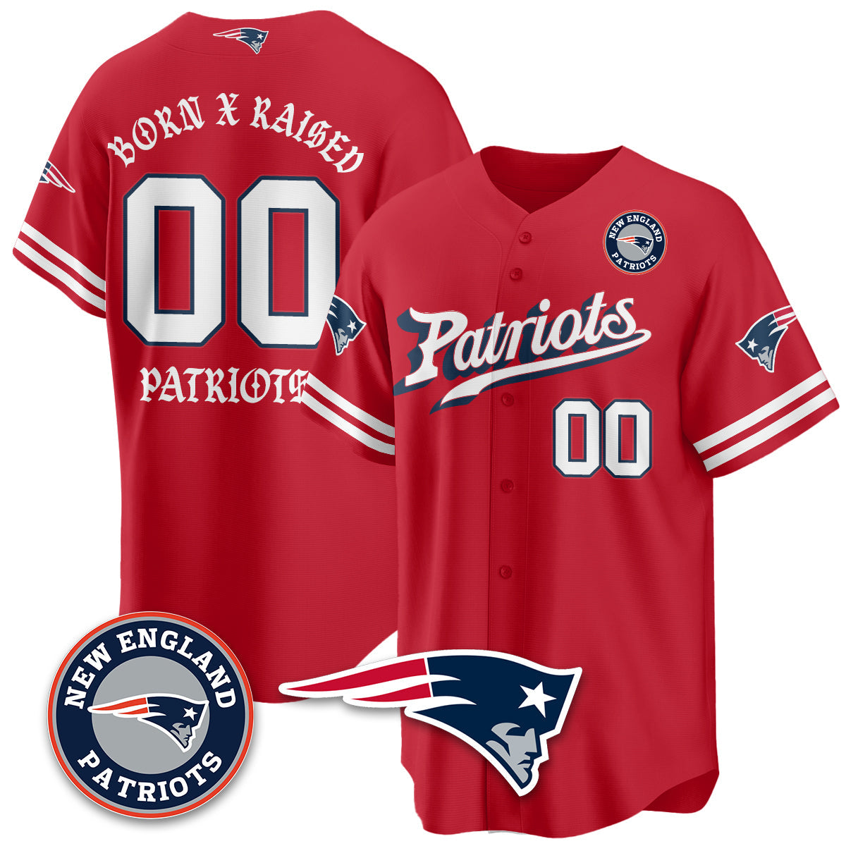 NE Born x Raised Baseball Jersey - Stitched