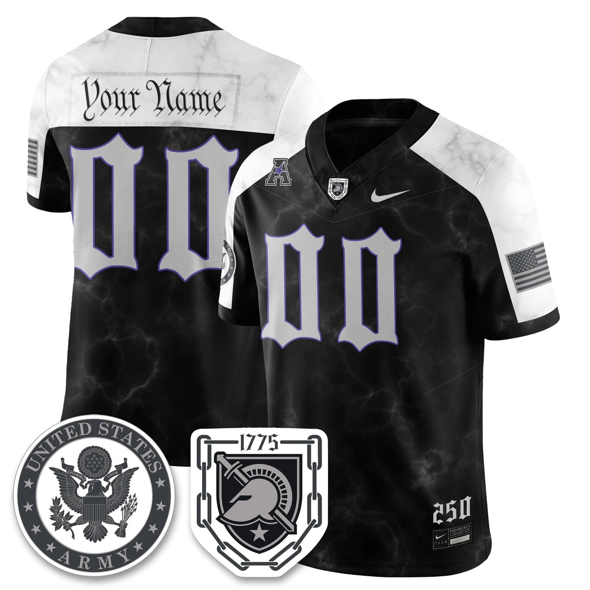 Custom Army Black Knights Vapor Limited Jersey - 250 Years of Service and Sacrifice - Stitched