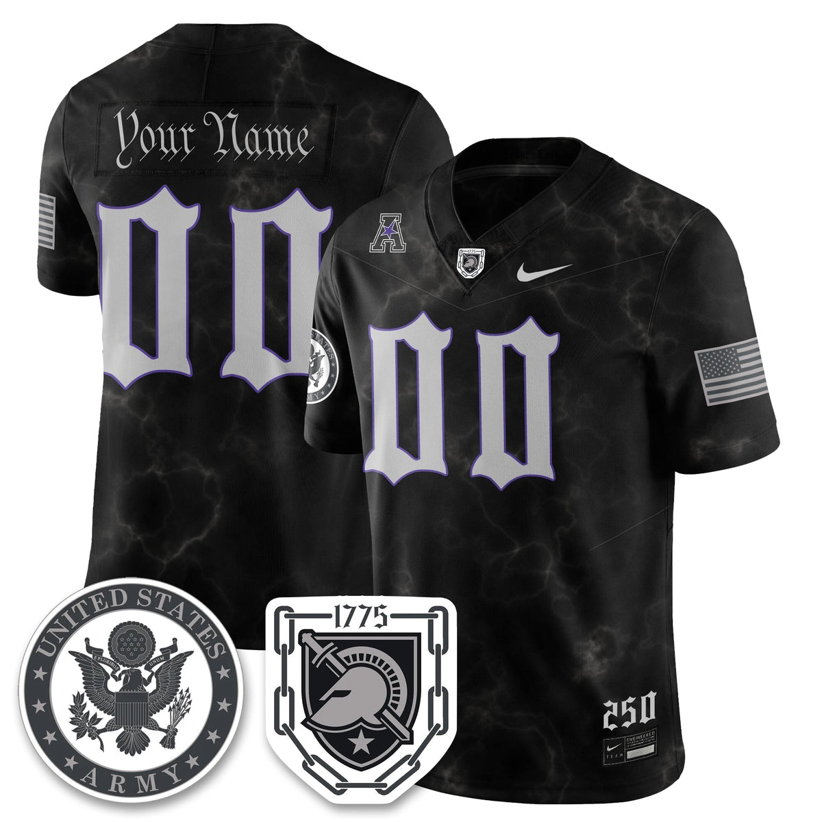 Custom Army Black Knights Vapor Limited Jersey - 250 Years of Service and Sacrifice - Stitched