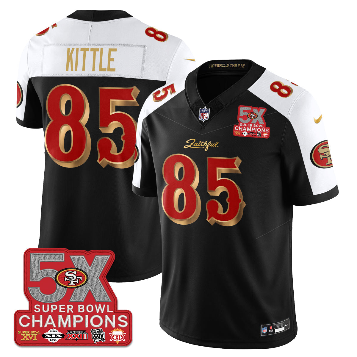 SF Rivalries 5-Time Champions Patch Vapor Limited Jersey - Stitched
