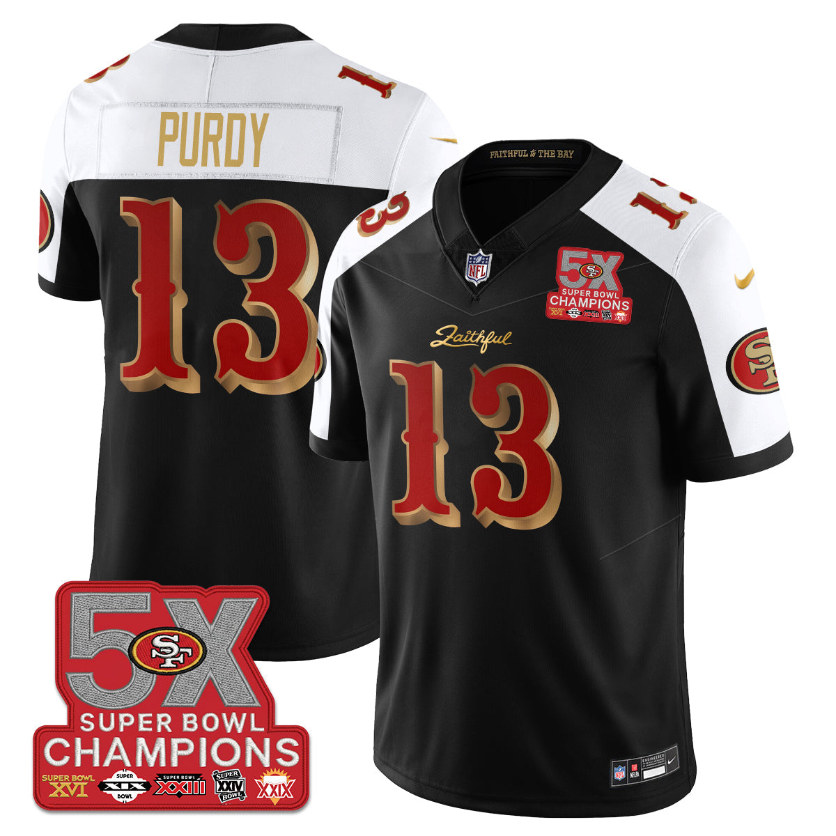 SF Rivalries 5-Time Champions Patch Vapor Limited Jersey - Stitched