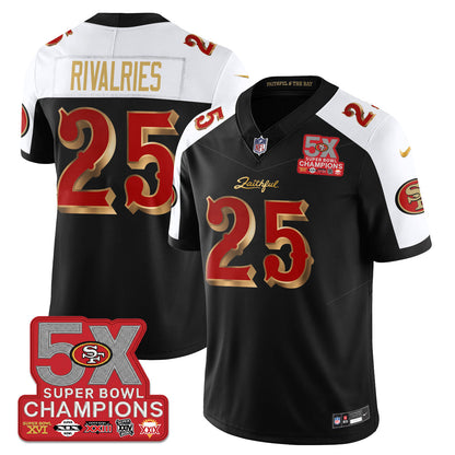 SF Rivalries 5-Time Champions Patch Vapor Limited Jersey - Stitched