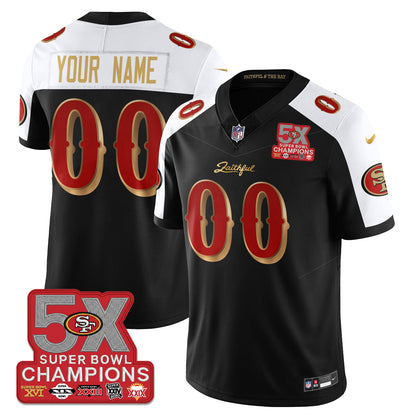 Custom SF Rivalries 5-Time Champions Patch Vapor Limited Jersey - Stitched