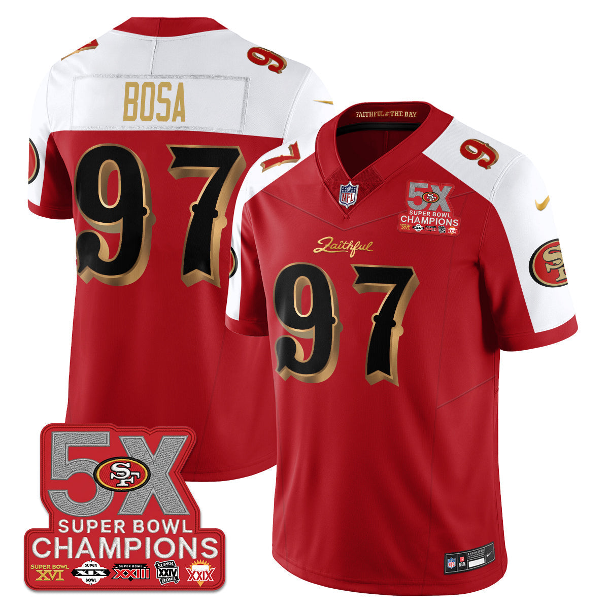 SF Rivalries 5-Time Champions Patch Vapor Limited Jersey - Stitched