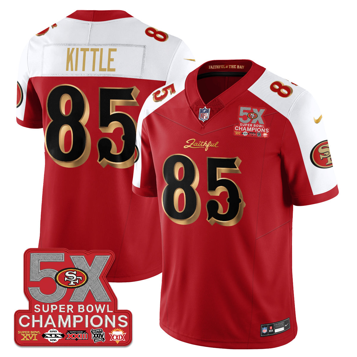 SF Rivalries 5-Time Champions Patch Vapor Limited Jersey - Stitched